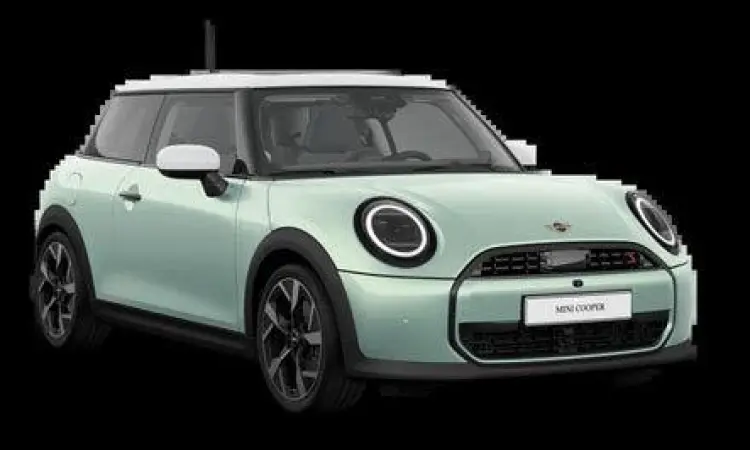 Mobil Mini Cooper 3-Door berkelir merah di jalan raya