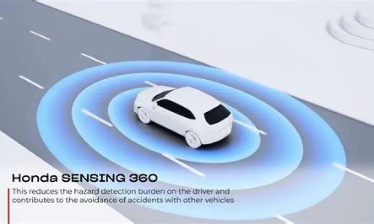 Ilustrasi cara kerja fitur Honda Sensing pada mobil SUV