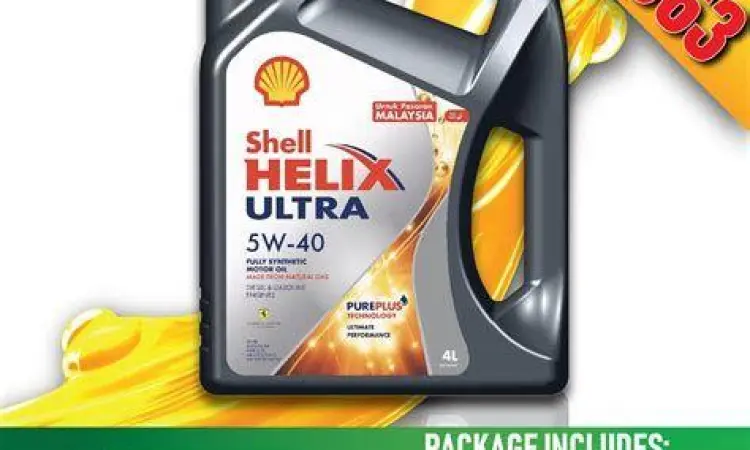 Botol oli Shell Helix Ultra 5W-40 sintetis penuh