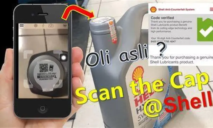 Fitur Keamanan Jam Jar Shell Stiker verifikasi keamanan pada tutup botol oli Shell