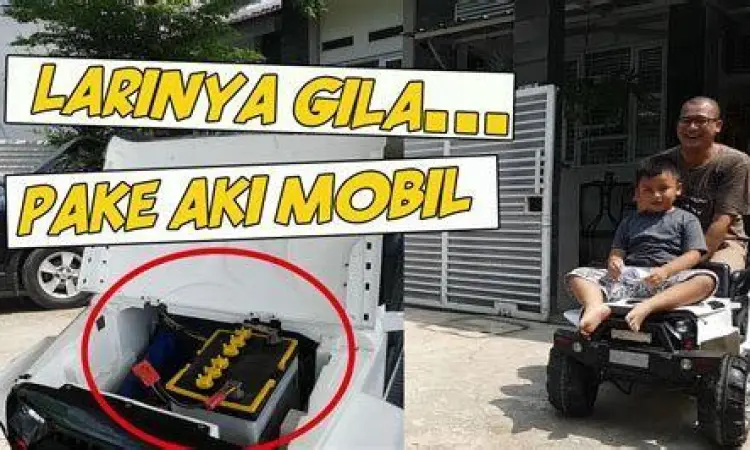 Proses pengisian daya baterai mobil aki anak