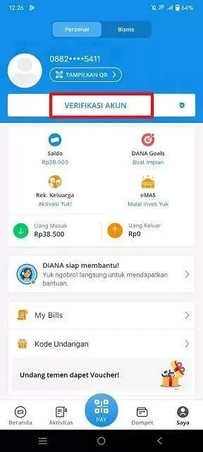Aktivasi DANA Premium Proses verifikasi akun DANA Premium untuk fitur transfer