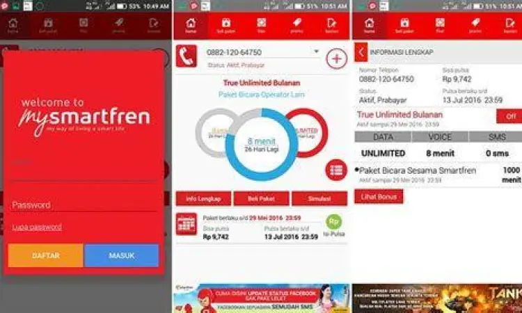 Penggunaan aplikasi MySmartfren untuk transaksi
