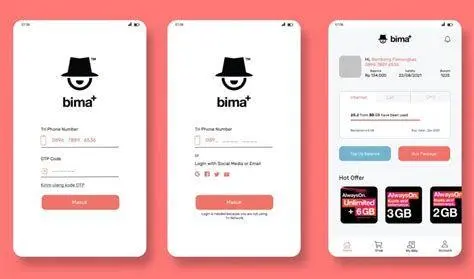 Interface Bima+ Tri Tampilan aplikasi Bima+ milik Tri Indonesia