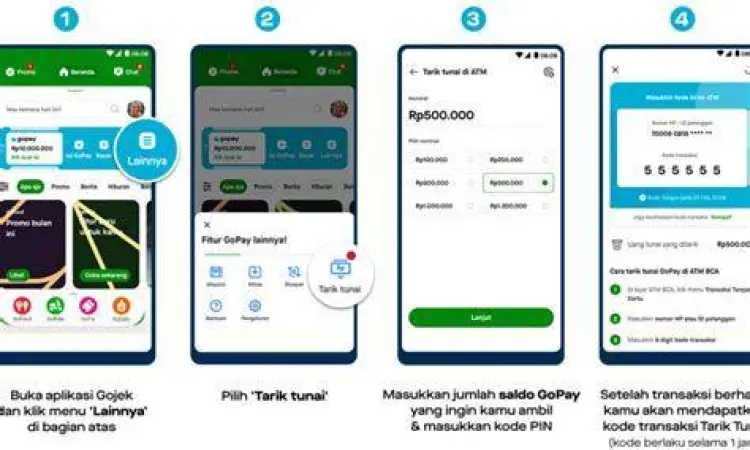 Fitur tarik tunai gopay tanpa kartu di atm bca