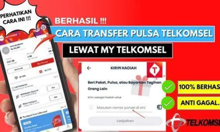 Menu Transfer Pulsa MyTelkomsel Tampilan menu transfer pulsa di aplikasi MyTelkomsel
