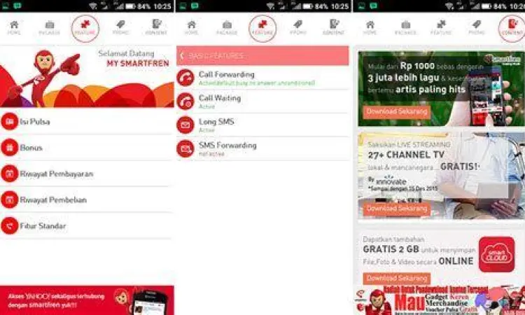Tampilan menu transfer pulsa di aplikasi MySmartfren