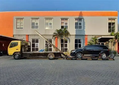 Towing Hidrolik Premium Proses loading mobil mewah ke atas towing hidrolik