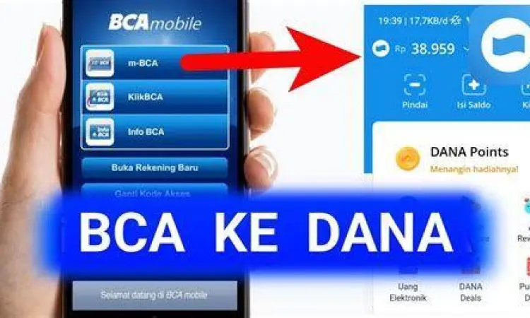 Tampilan aplikasi DANA dan BCA mobile di smartphone