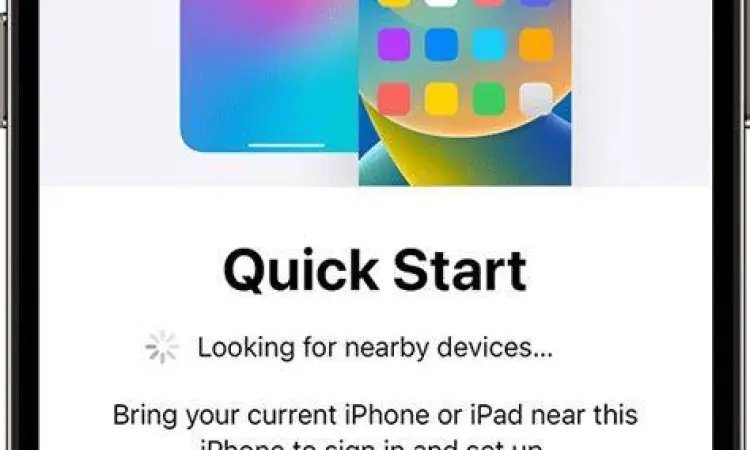 Tampilan layar pengaturan awal iPhone baru