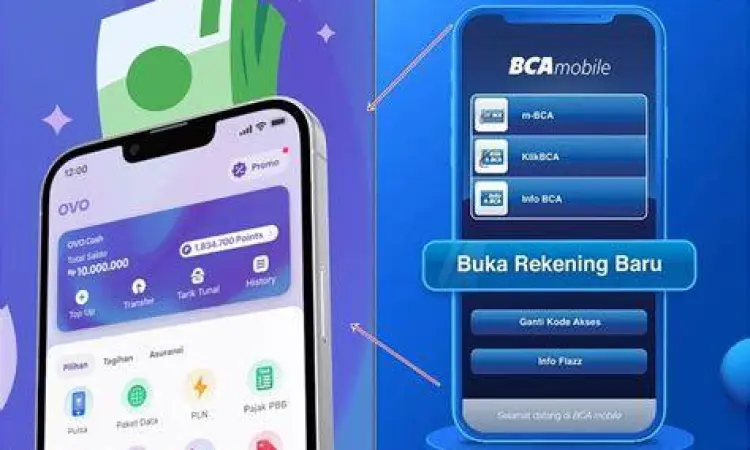 Antarmuka m-BCA Top Up OVO Layar aplikasi BCA Mobile untuk transfer ke OVO