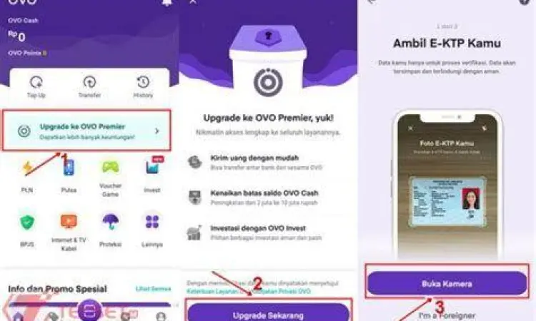 Verifikasi Akun OVO Proses verifikasi OVO Premier menggunakan KTP