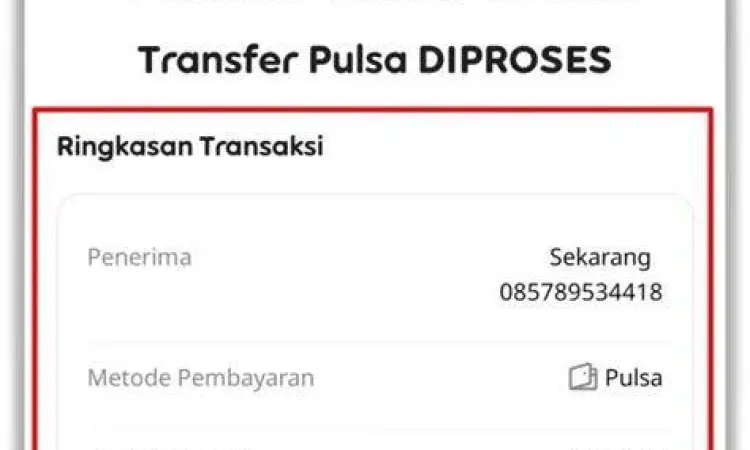 Menu transfer pulsa pada kartu IM3