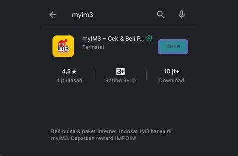 Aplikasi MyIM3 Tampilan aplikasi MyIM3 di smartphone