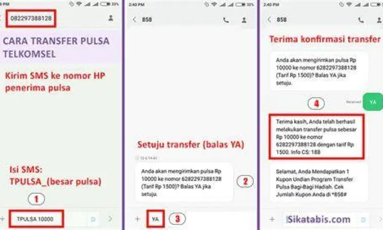 Format SMS transfer pulsa Telkomsel