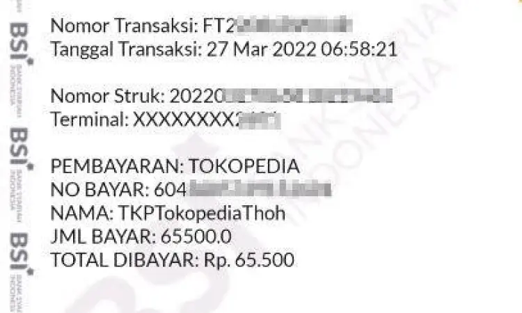 Bukti transaksi m-banking untuk melacak uang salah transfer