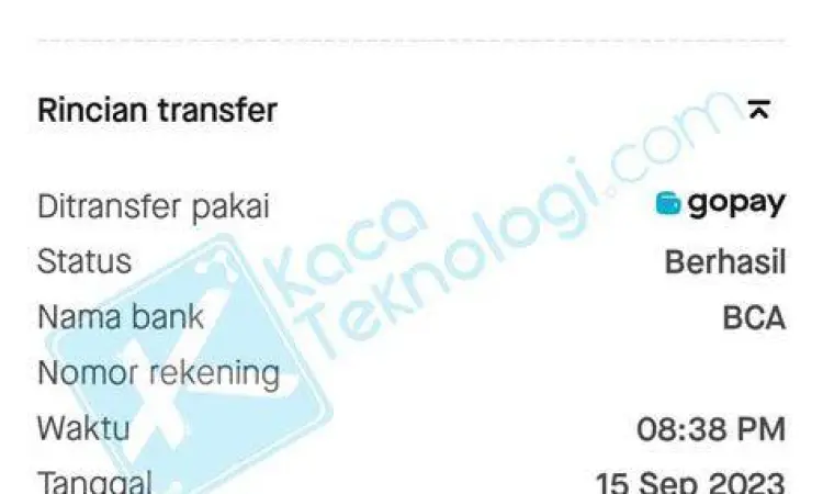 Bukti Transaksi Dana Notifikasi bukti transfer Dana berhasil