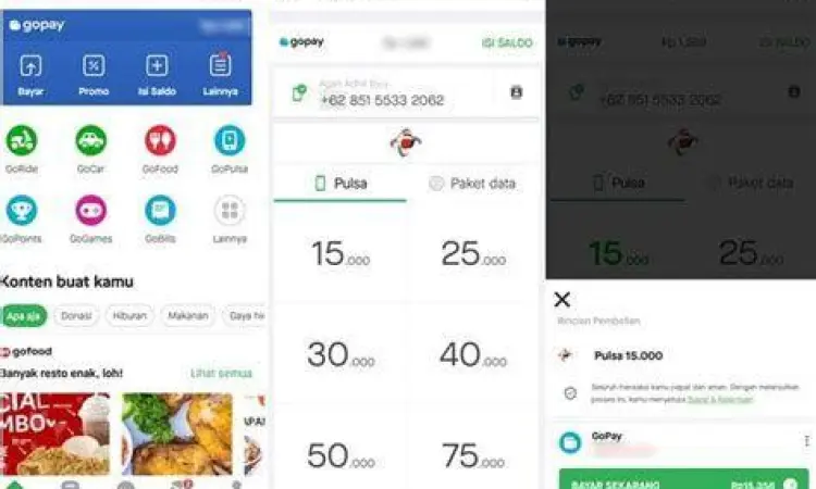 Membeli pulsa Telkomsel melalui aplikasi dompet digital
