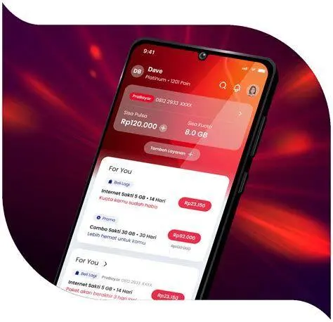 Aplikasi MyTelkomsel Tampilan aplikasi MyTelkomsel untuk transfer pulsa
