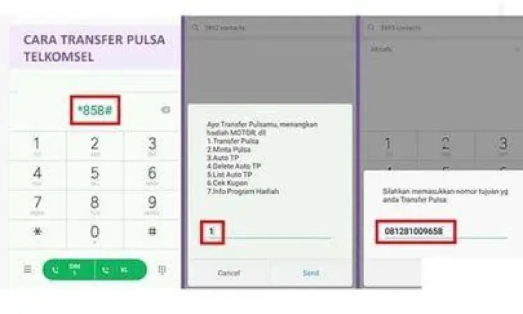 Kode USSD *858# untuk transfer pulsa