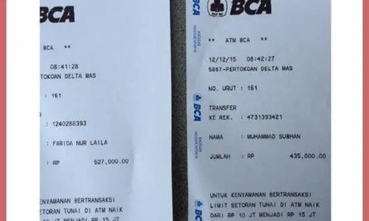 ATM BCA Transaction Mengecek mutasi melalui mesin ATM BCA