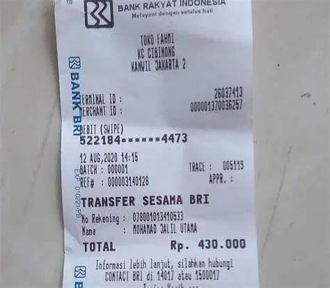 E-Receipt BRImo Contoh struk transfer digital BRImo