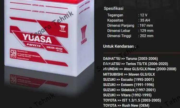 Produk Aki Yuasa Pafecta Basah