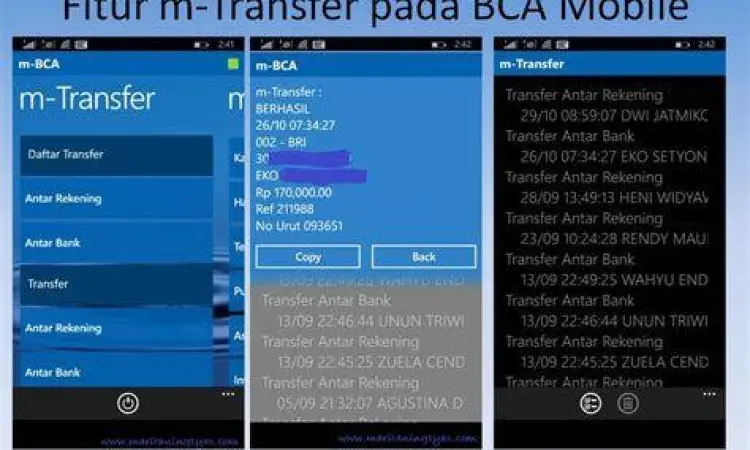 Menu m-Transfer BCA Mobile Layar menu m-transfer pada aplikasi BCA Mobile