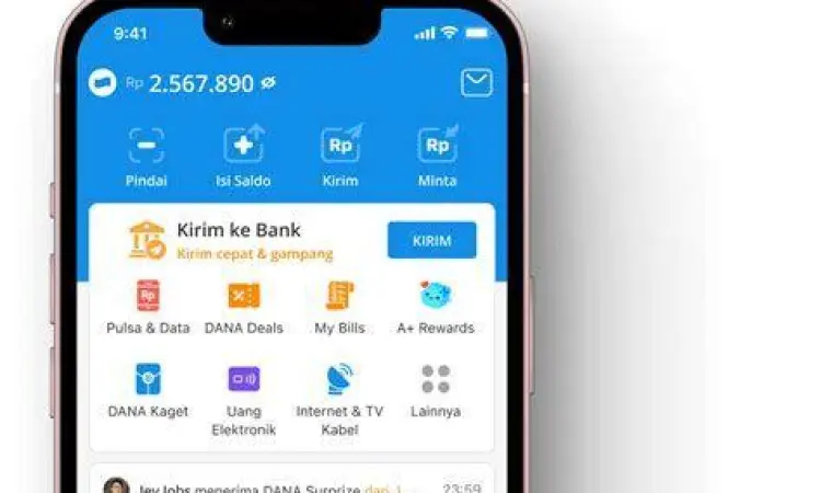 Top Up Dana Berhasil Notifikasi saldo masuk di aplikasi DANA