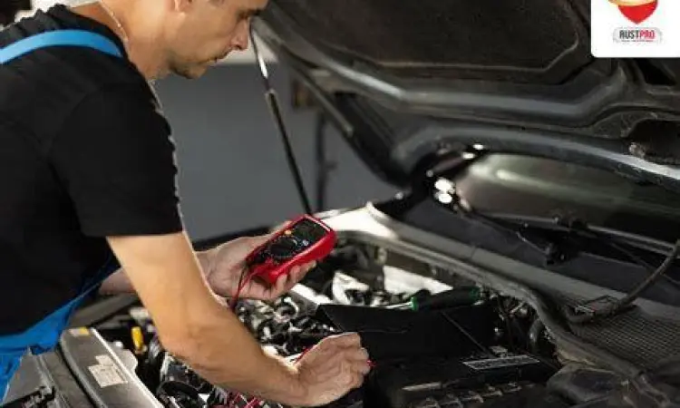 Mekanik memeriksa mesin mobil honda brio