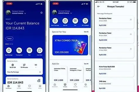 Aplikasi MyXL Tampilan aplikasi MyXL untuk layanan bagi pulsa
