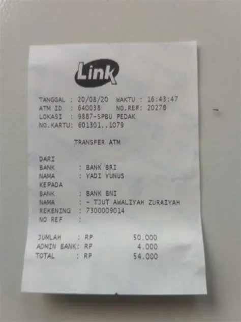 Contoh Struk Transfer Bukti struk transfer ATM BRI ke BCA