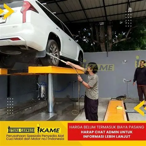 Cuci Mobil Hidrolik proses cuci mobil menggunakan lift hidrolik