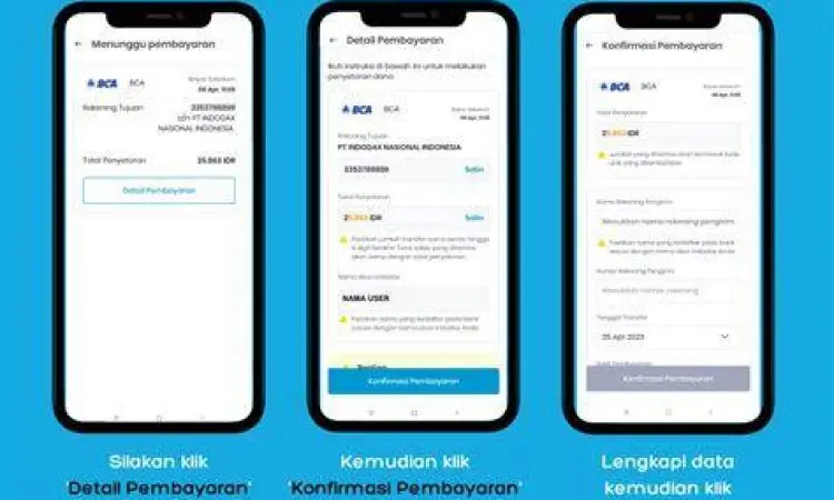 Tampilan layar konfirmasi transfer di mesin ATM
