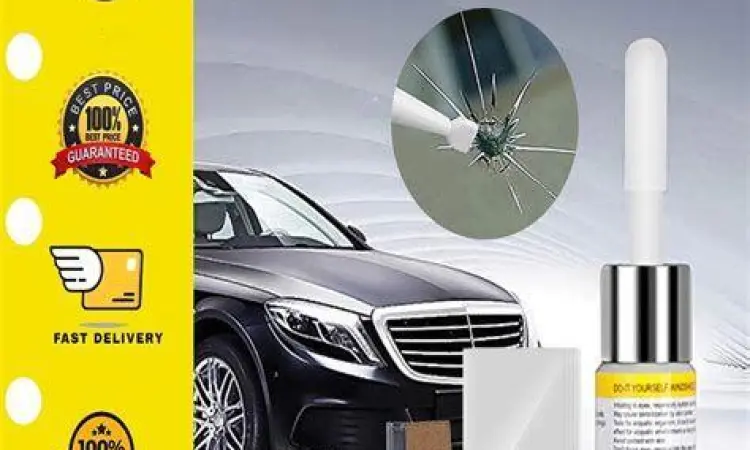 Teknisi melakukan suntik kaca mobil retak