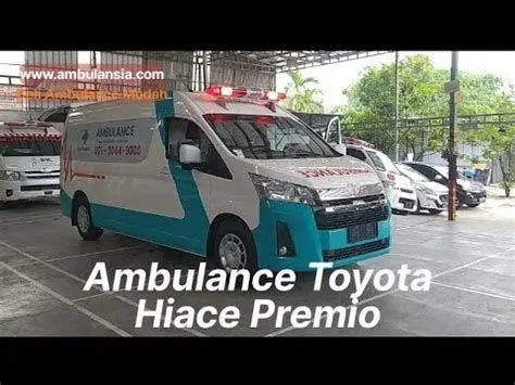 Eksterior Ambulance Hiace Tampilan luar mobil ambulance Toyota Hiace dengan livery standar medis