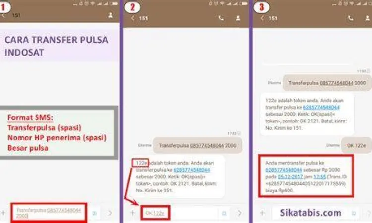 SMS Konfirmasi Transfer Pulsa Contoh SMS konfirmasi transfer pulsa IM3