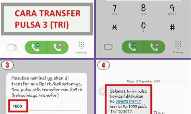 Kode USSD *323# Menekan kode dial untuk transfer pulsa tri