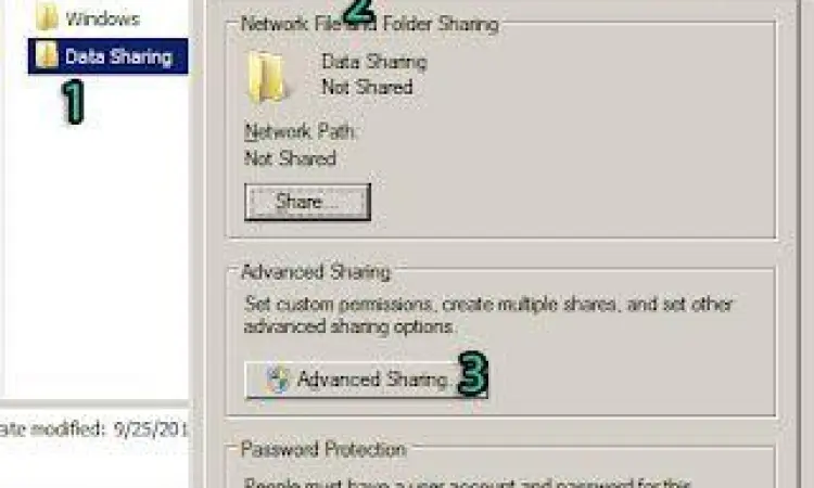 Pengaturan sharing folder untuk transfer response