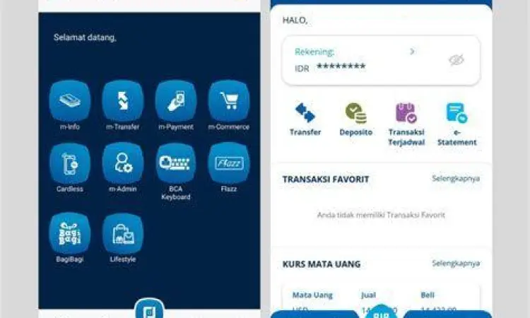 Antarmuka aplikasi myBCA bagian riwayat transaksi