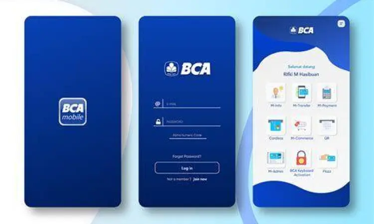 Interface BCA Mobile Menu utama aplikasi BCA Mobile