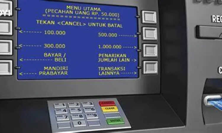 Menu Transfer Antar Bank tampilan layar menu transfer antar bank di mesin atm