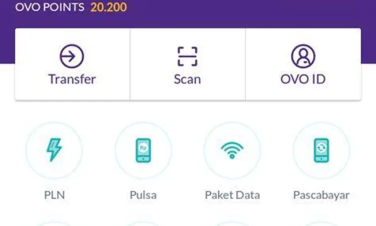 Tampilan aplikasi OVO setelah saldo masuk