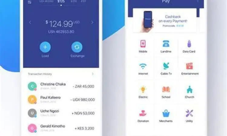 Tampilan aplikasi remitansi online untuk kirim uang