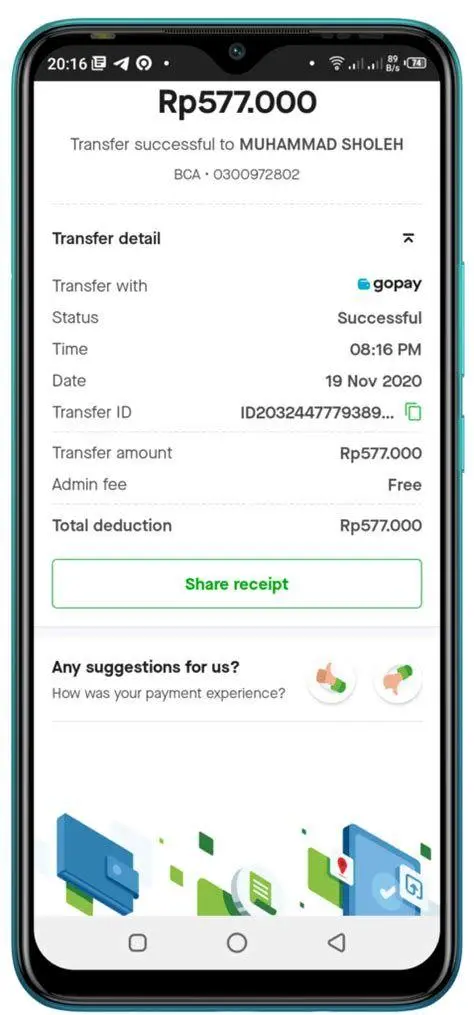Proses Transfer GoPay Langkah demi langkah transfer bank di GoPay