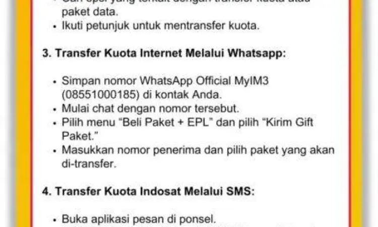 Ketentuan Bagi Kuota Indosat Syarat dan ketentuan transfer kuota Indosat Ooredoo