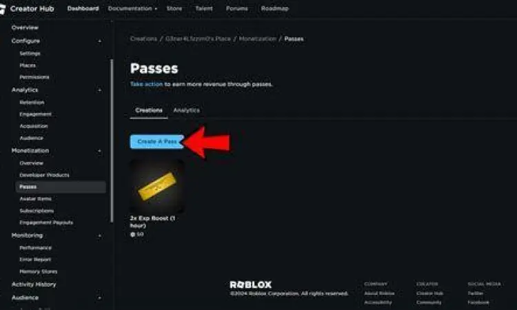 Pengaturan harga pada Game Pass Roblox