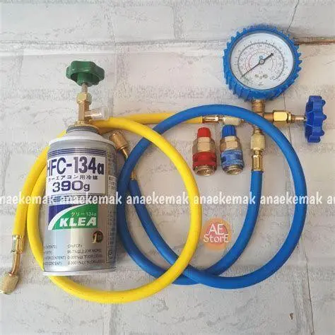 Proses Isi Freon Proses pengisian freon menggunakan manifold gauge