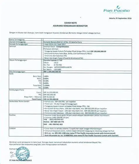 Dokumen Polis Asuransi dokumen penting dalam menentukan harga asuransi mobil