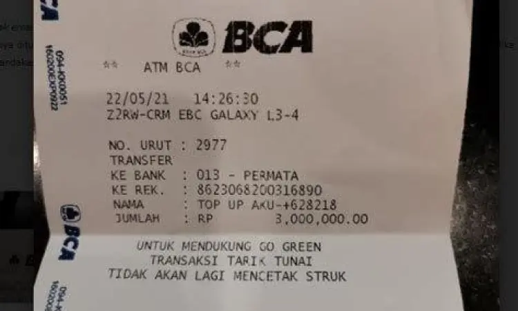 Bukti Transfer Struk bukti transfer BCA ke OVO
